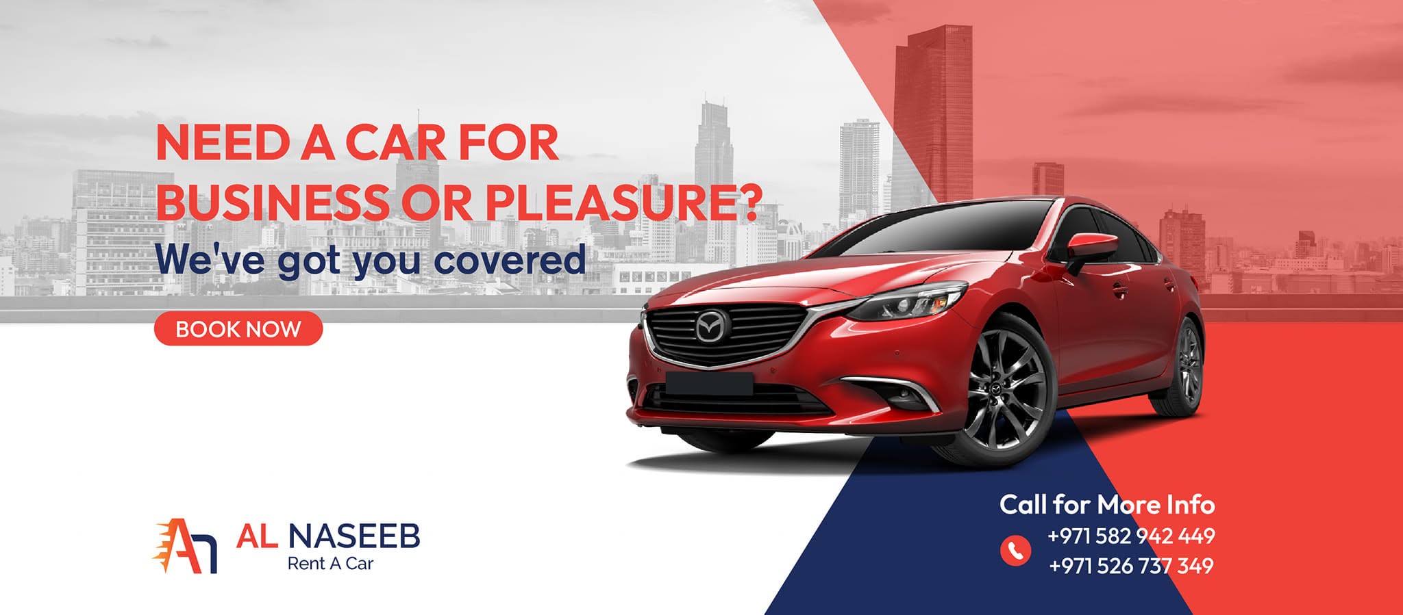 Red Mazda available from AL NASEEB Rent A Car